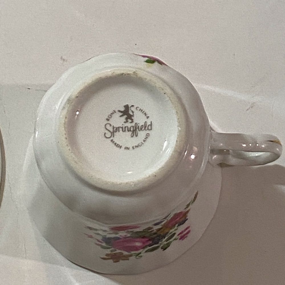 VTG, Springfield White Ceramic Tea Cup Plate Set - Picture 8 of 10